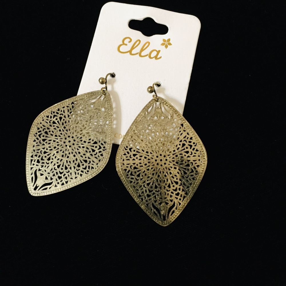 Ella Light Bronze Toned Filigree Earring